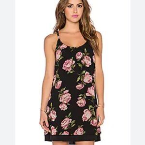 Y2K Band Of Gypsies Scoop Neck Swing Slip Dress Black & Pink/ REVOLVE Sz Small